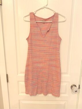 American Eagle Outfitters Pastel Pink Multicolor Ribbed Mini Dress